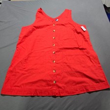 New Old Navy Womens Red Button Front Sleeveless Pocket Mini Dress 2X Tunic