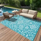 Outdoor Rug Patio 8x10/9x12/9x18 Reversible Plastic Straw Rug Travel Picnic Mat