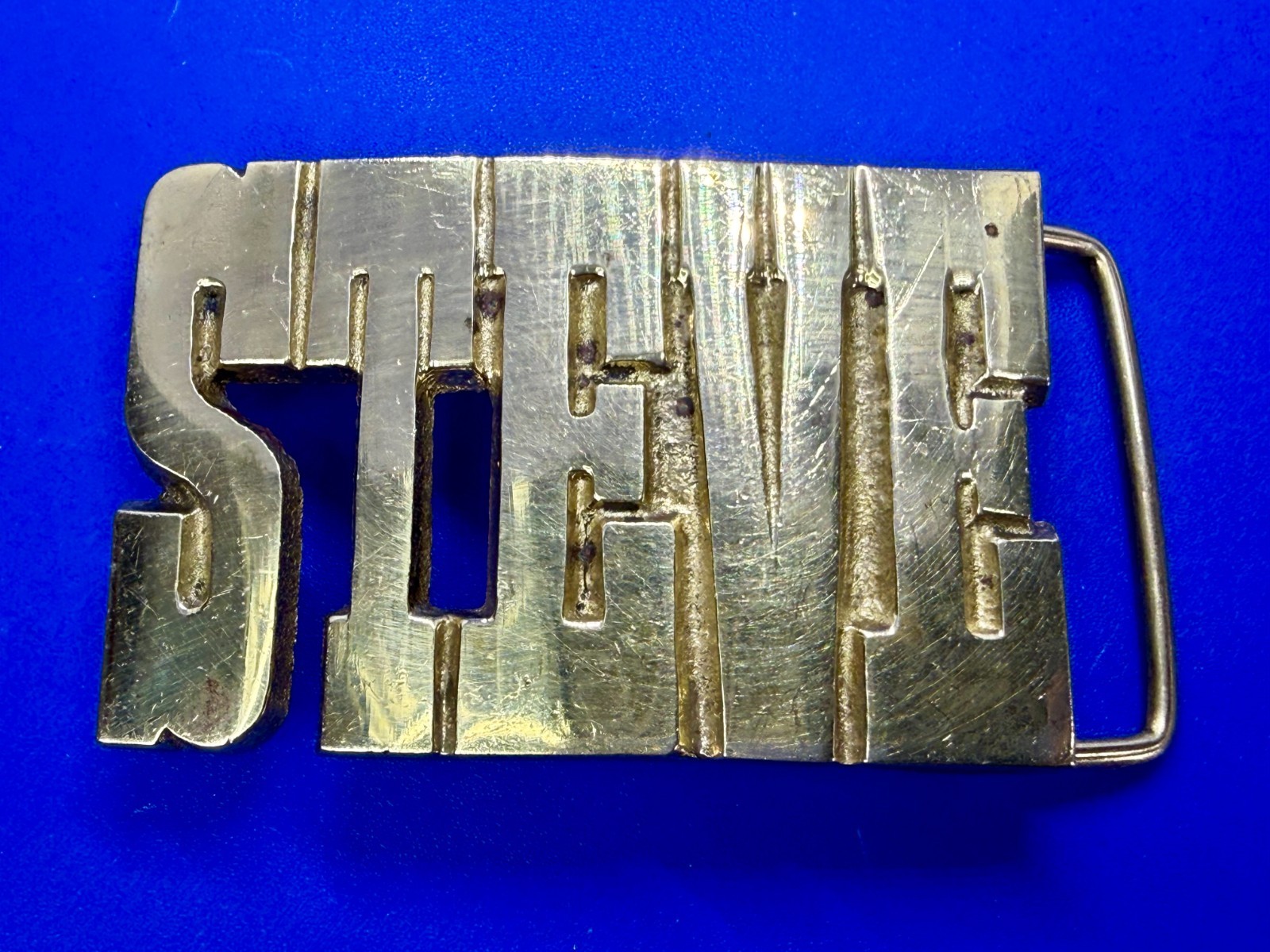 STEVE Custom Name Vintage Solid Brass Cutout Belt… - image 3