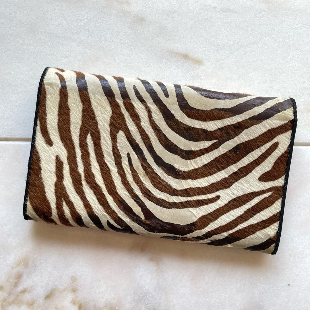 Christian Dior Zebra Haircalf Leather Wallet Rare Made in Italy
