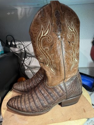 JW Ranch Size 10 D Brown Caiman Alligator Western Cowboy Leather Boots Beautiful