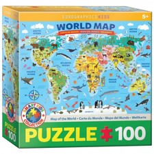 Puzzle - Illustrated World Map - 100 Pieces
