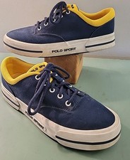 Vintage Polo Sport Ralph Lauren 90s Canvas Sneakers Womens Size 8 Blue Yellow
