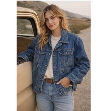 Vintage Wrangler Denim Jacket Made in USA Blue Trucker Western Jean Jacket 42