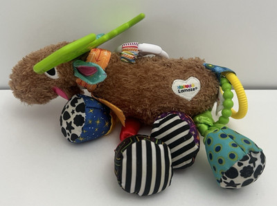 Lamaze Moose 9'' Sensory Soother Baby Plush Rattle Teether Crinkle Sound Clips On