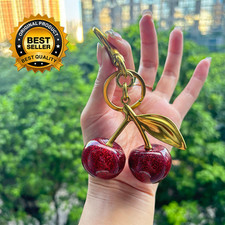 Cherry Fruit Bag Charm Keychain Cute Handbag Purse Pendant Accessory for Women
