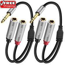 2-Pack 1/4 Inch TRS Stereo Splitter Y Adapter, 6.35Mm Stereo Male to Dual 6.35 M