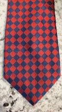 VIntage Gitman Bros Mens 100% Silk USA Made Red With Blue Diamonds MINT