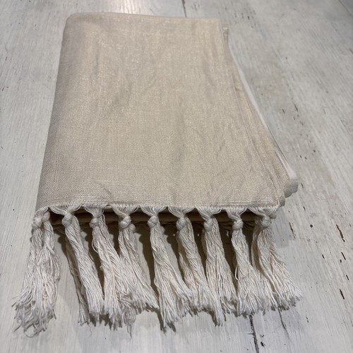 Pottery Barn Table Runner Champagne Linen Cotton Blend~Tassels 18" X 108" - Picture 18 of 21