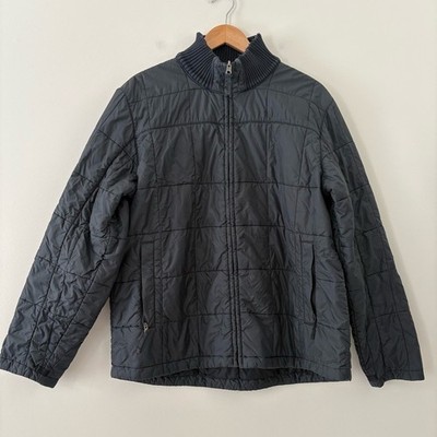 LL Bean Thinsulate Quilted Puffer Jacket Mens Distressed Collar Black Size XL