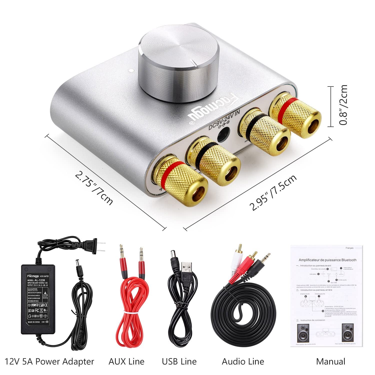 Facmogu F900S 160W Bluetooth 5.0 Mini Amplifier, 80Wx2 2.0CH Audio Power Ampl...