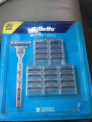 Gillette Mach3 Turbo Men's Refill Razor Cartridges, Blue - 20 Count
