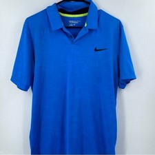 Nike Tour Performance Blue and Black Polo Shirt with Classic Design