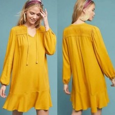 ANTHROPOLOGIE Maeve Ragonda Tunic Dress Mustard Yellow Sz 6 NWT $120 {GG18}