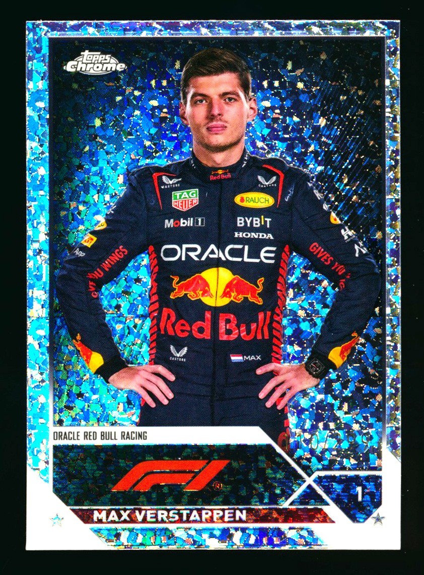 2023 TOPPS CHROME F1 #1 MAX VERSTAPPEN MINI DIAMOND REFRACTOR PORTRAIT #110/299!