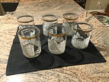 Set of 6 Vintage Dow Jones Cera Low Ball glasses Stock Mkt. MCM