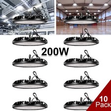 10Pack 200W UFO Led High Bay Light Gym Warehouse Commercial Light Fixtures 6500K