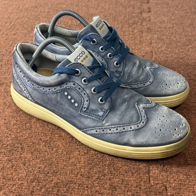Ecco Street Retro Golf Shoes Mens 42 Wingtip Blue Leather Spikeless E-DTS 150604