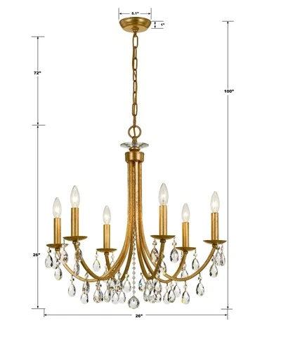 Crystorama Bridgehampton 26"W Antique Gold 6-Light Crystal Chandelier - Picture 6 of 6