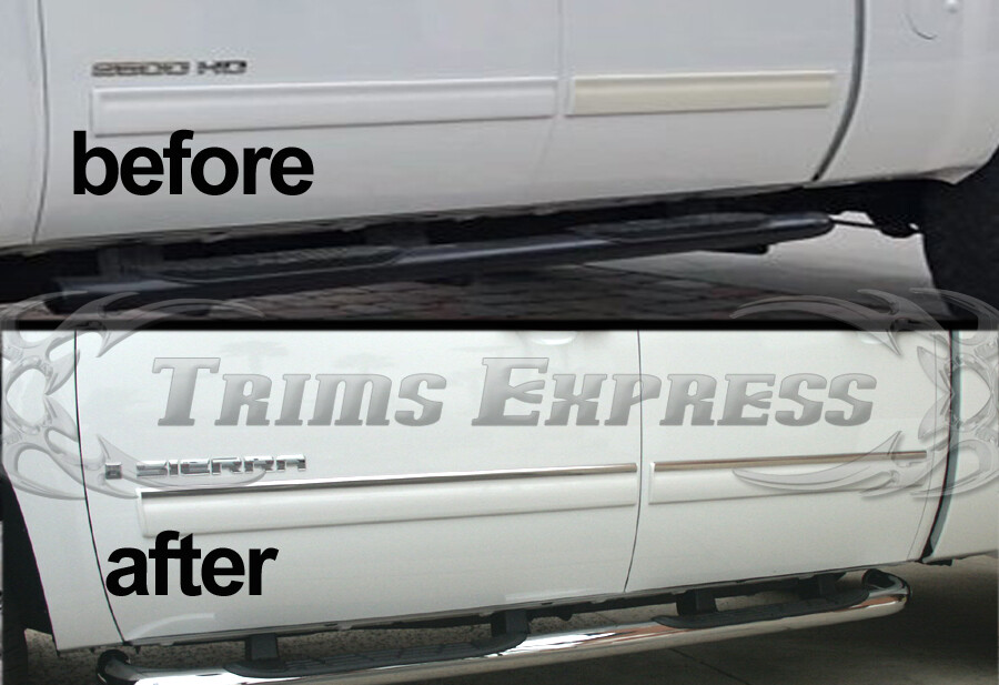 20092013 Chevy Silverado Crew Cab Body Side Molding Overlay Trim Top 1