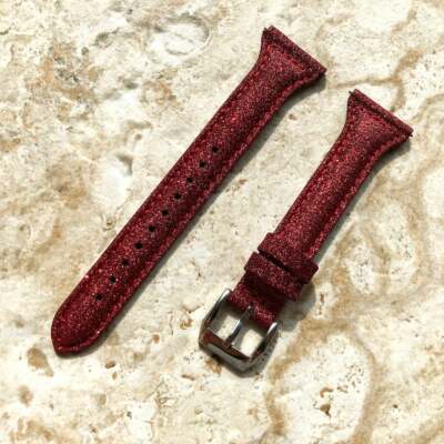Rot Glitzer Dünn Leder Band Armband für Huawei Uhr Gt 2 Und Gt 46mm Smartwatch