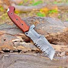 10" handmade Damascus steel hunter fixed blade skinner knife survival camping