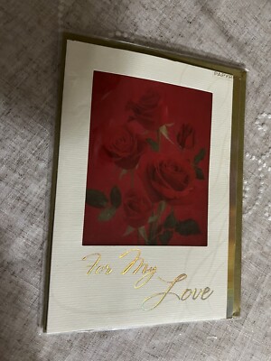 NEW Papyrus Happy Valentine's Day Red/ Gold  Love Rose Greeting Card