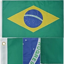 3x5 Ft BRAZIL Flag Deluxe Embroidered Nylon Brazilian Country Flag