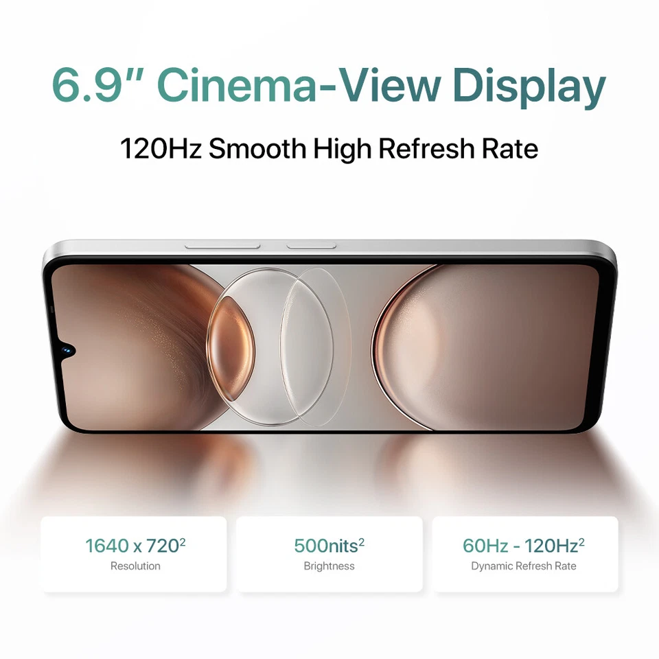 UMIDIGI G100A 4GB+4GB RAM 128GB 6.9'' Dual SIM 120Hz Smartphone Garanzia Europa - Immagine 2 di 4