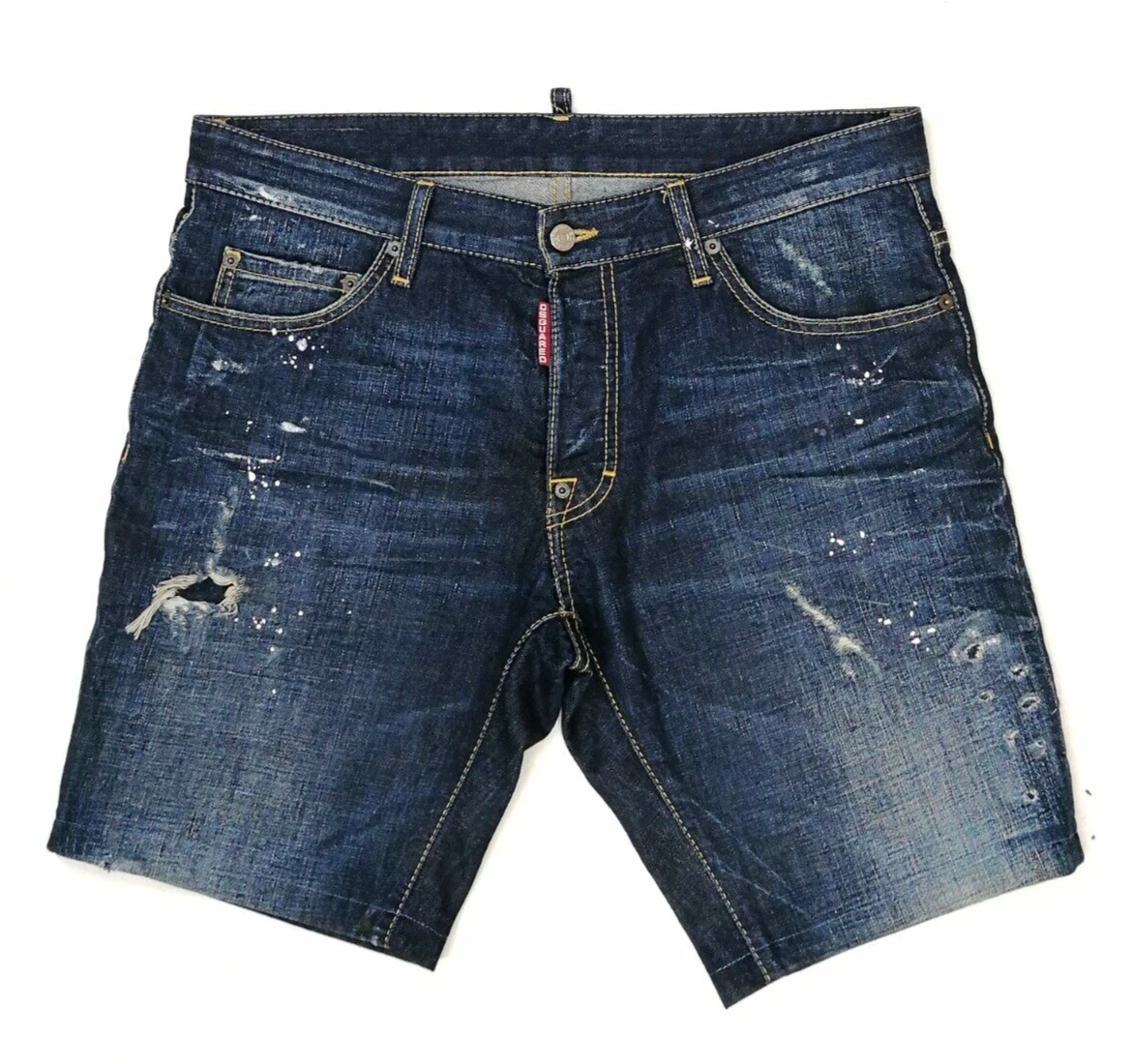 Dsquared 2 Denim Shorts Leather Patch Dark Blue size 36 / Large