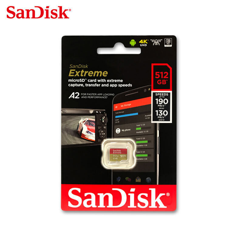 SanDisk Extreme 512GB 190MB/S Class 10 Micro SD MicroSDXC U3 SanDisk Extreme 512GB 190MB/S Class 10 Micro SD MicroSDXC U3