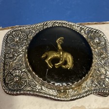 BELT BUCKLE BUCKING HORSE BRONCO RODEO WESTERN VINTAGE Used And Worn