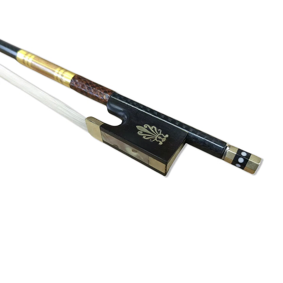 3pcs Carbon Fiber Violin Bow 4/4 AAA Bow Hair Straight Abalone Ebony Bow Frog - Image 4 of 4
