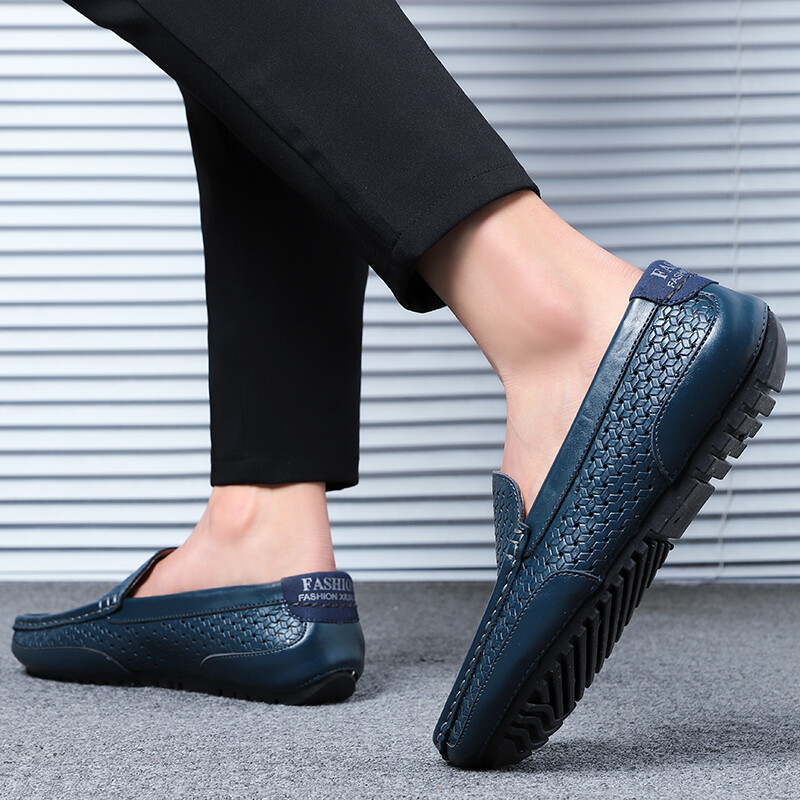 Men Genuine Leather Penny Loafers Casual Shoes Slip on Moccasins