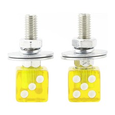 M6 Plastic Custom Head Dice License Plate Frame Screws Bolts Hardware Yellow X2