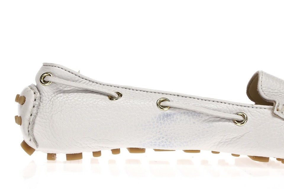 Cole Haan Grand OS Womens Ivory White Leather Slip On Moccasins Flats