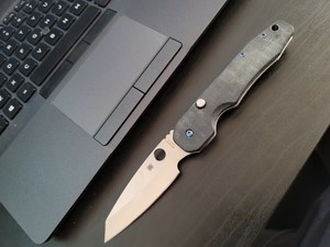 spyderco cpm titanium micarta smock 20cv scales carry hardware deep clip