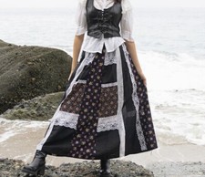 Vintage 60s 70s Patchwork Maxi Skirt. Cottagecore Handmade Hippie Boho