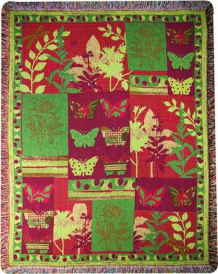 Amber Forest Butterfly Flora & Fauna Tapestry Afghan Throw