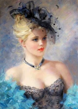 Pretty Lady Art Giclee Printed Oil Painting Print