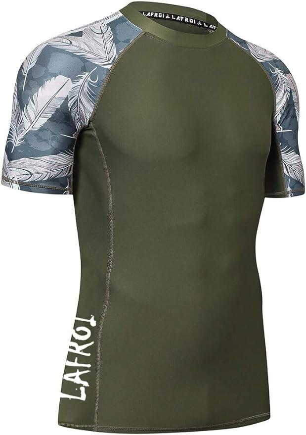 Protector contra erupciones de compresión de pieles de capa base UPF 50+ de manga corta para hombre (mediano) LY08