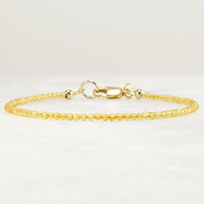 Citrine Bracelet Tiny Beads November Birthstone Birthday Gift for Her Stacking M