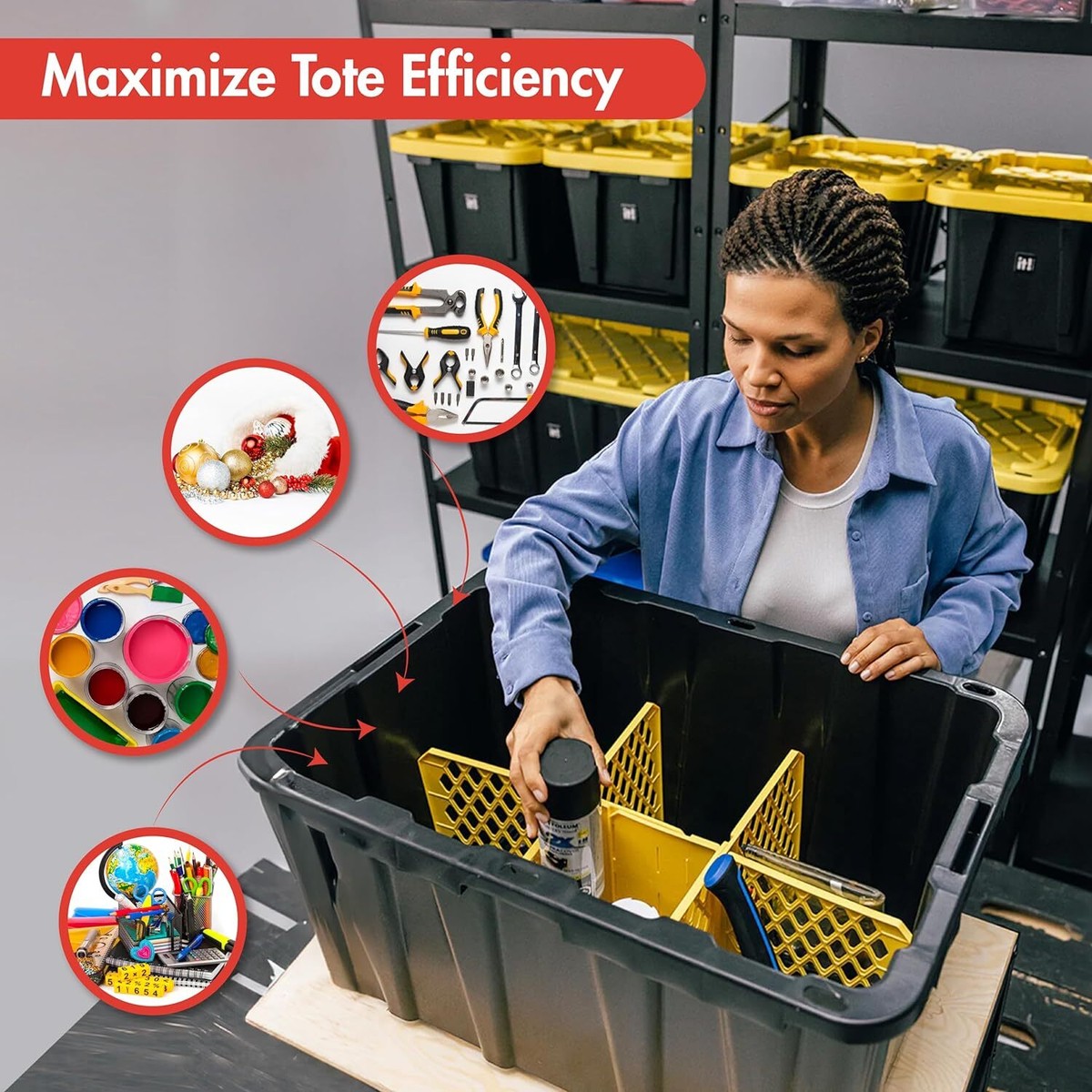 Universal Divider for 27-gal. Tough Storage Tote, 6-slot