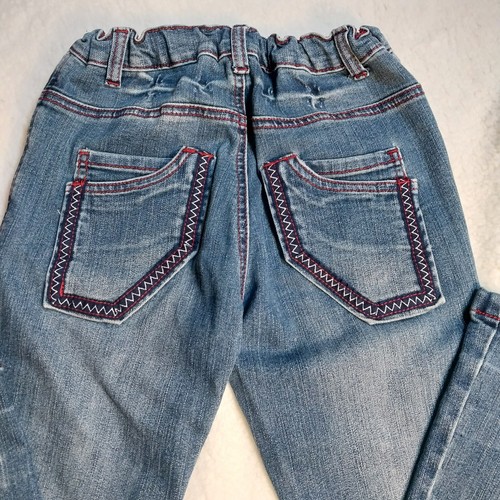 Girl No Or And Blue Jeans Sz 10 Embroidery Flared Leg Elastic Waist Zip Up - Picture 5 of 19