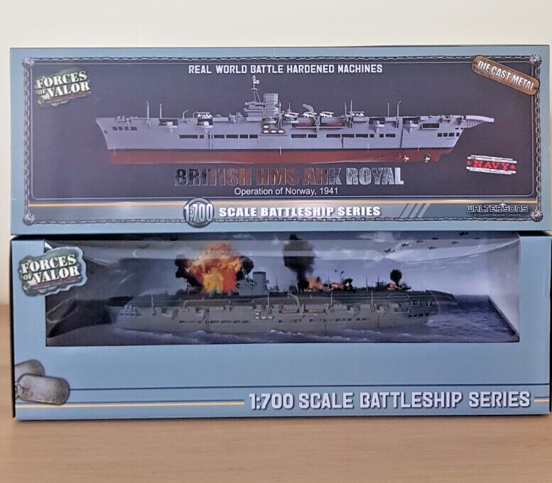 Maquette HMS Ark Royal (91) - Forces Of Valor, Échelle 1:700, Avec Présentoir (Opérations En Norvège 1941)