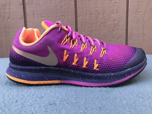 Nike Zoom Pegasus 33 Shield WOMEN 7.5 H2O Repel 6Y Pink Purple Running |