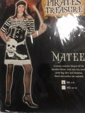 Pirates Treasure Adult Women's Matee Costume Small 6-8 Halloween Skull Crossbone