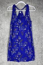 Old Navy Sleeveless Woven Twist Blue Floral Scoop Neck Dress Womens Size Large