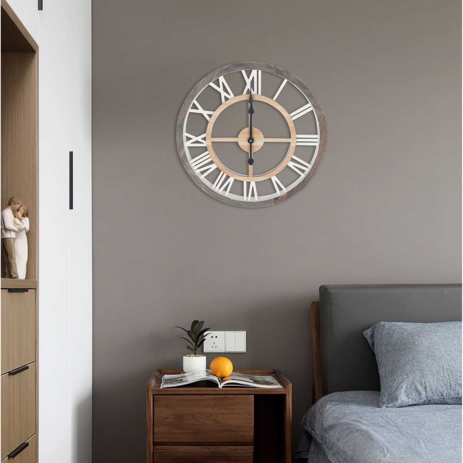 New Farmhouse Wall Clock For Bedroom, Kitchen Wall Clock Decor, 23'' Large Watch