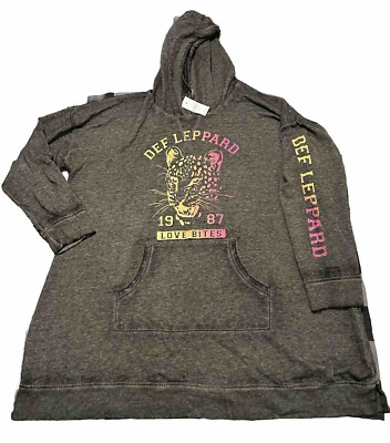 Women's Gray Hooded Def Leopard Sweatshirt from Lane Bryant - Siz 22/24 |  eBay